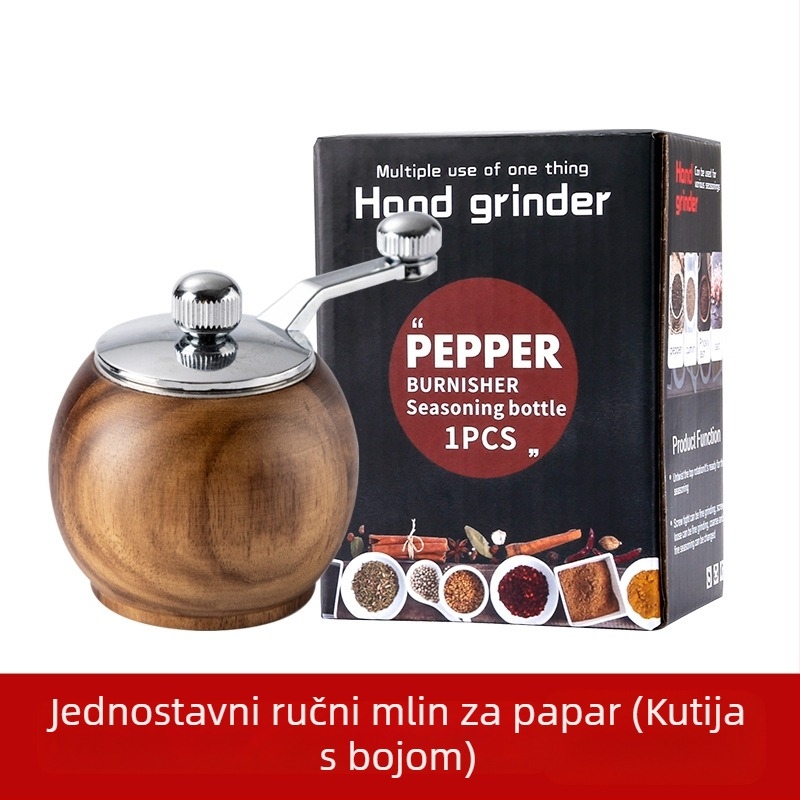 Ručni mlin za papar s keramičkim jezgrom, sol i papar, višenamjenski kuhinjski alat (keramičko jezgro, ručna radnja, mogućnost tiskanja logotipa)