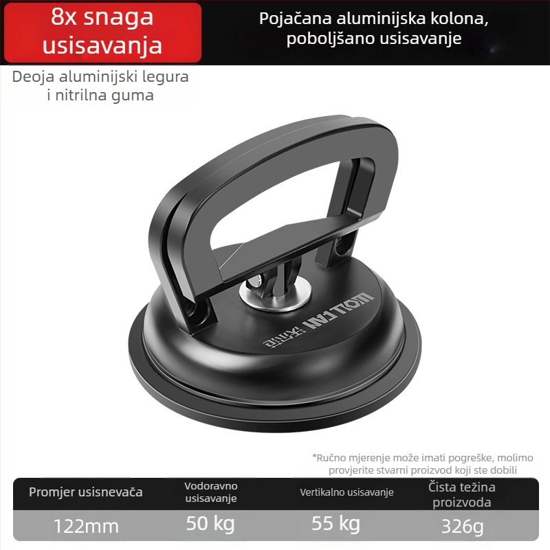 Vakuumska čašica od aluminijske legure za staklo s opcijama 1/2/3 kandži za rukovanje pločicama — teški rad, snažno usisavanje