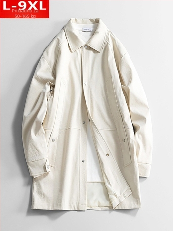 Muški kaput u stilu Hong Kong wind, srednja duljina, rever ovratnik, jednostruko kopčanje, poliester tkanina