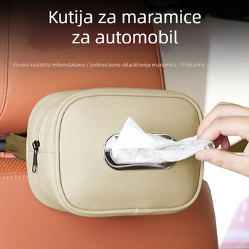 Kožna kutija za maramicu za automobil sa kaišem; Car Sail Family; namijenjena za naslon za ruku i stražnju ploču sjedala; prilagodba dostupna