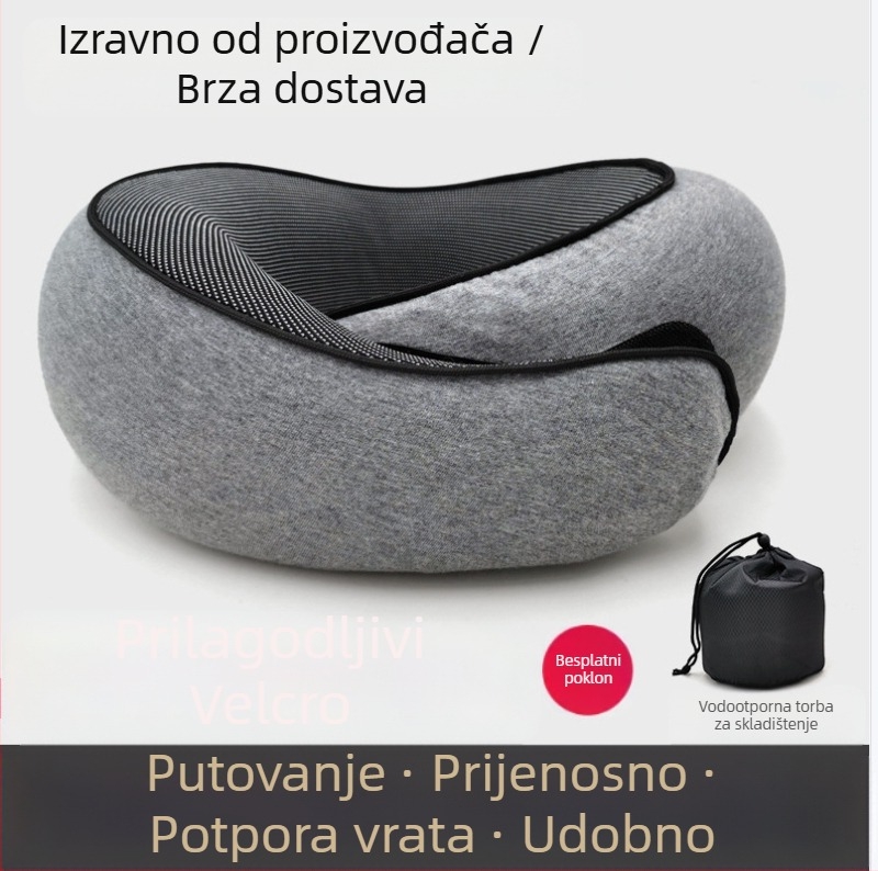 Jastučnica za putovanje od memorijske pjene, U oblik, podrška vrata, za odrasle