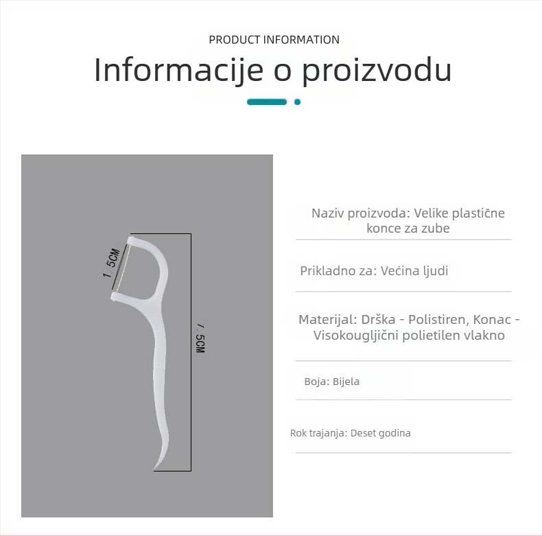 Polimerni štapić za zubni konac, jednokratna upotreba, više od 300 komada, kutija s 30 paketa