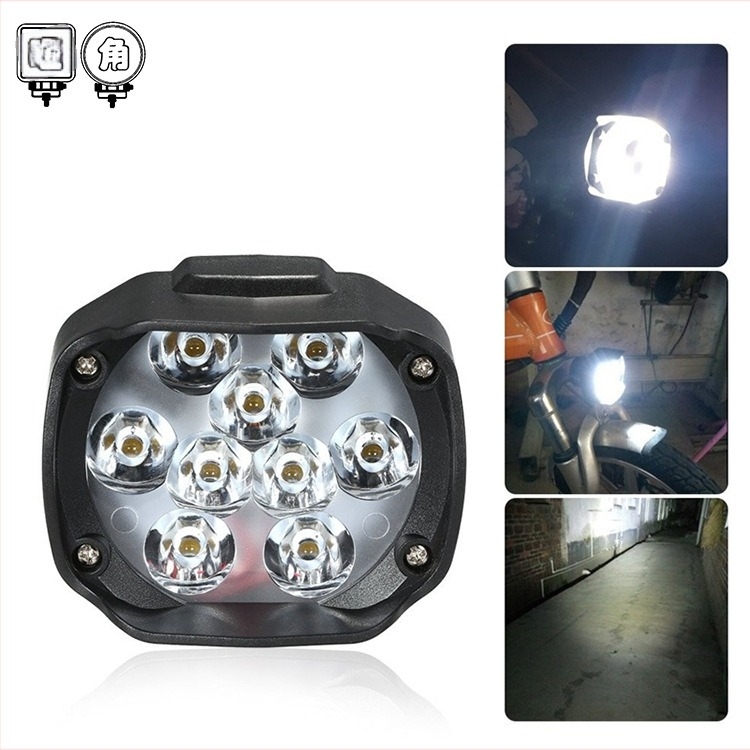 WJ LED vanjsko prednje svjetlo za auto i motocikl s prekidačem, 9 LED elemenata, osvjetljenje ogledala, 12V