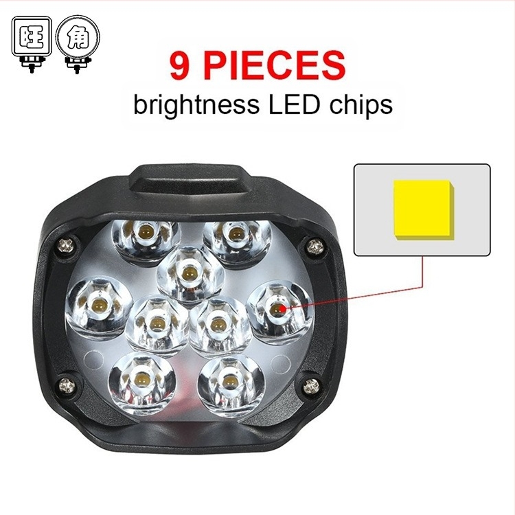 WJ LED vanjsko prednje svjetlo za auto i motocikl s prekidačem, 9 LED elemenata, osvjetljenje ogledala, 12V