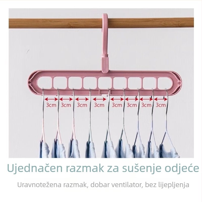 Okretni držač za odjeću s devet rupa za dom učenika — višefunkcionalni organizator odjeće, PP materijal, prilagodljiv, lansiran 2020., pogodan za odjeću, hlače i kravate