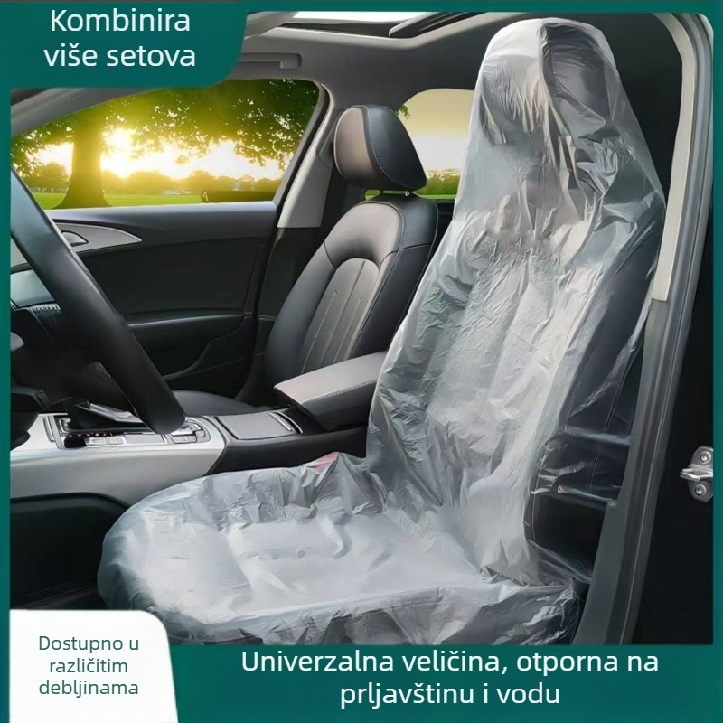 Jednokratne navlake za auto sjedala za prednje i stražnje redove, prašno- i vodootporne, 100% sirova plastika, tehnologija izduvnog filma