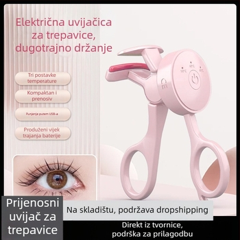 Električni zagrijavajući uvijač za trepavice s regulacijom temperature — mini prijenosni za kućnu uporabu, dugotrajno držanje