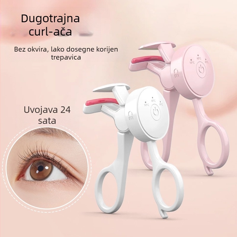 Električni zagrijavajući uvijač za trepavice s regulacijom temperature — mini prijenosni za kućnu uporabu, dugotrajno držanje