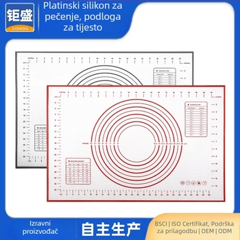 Xuan Juan Platinska silikon podloga za miješenje s vlaknom stakla – Višenamjenska podloga za miješenje, valjanje, pečenje i rezanje, protuklizna, moderan stil