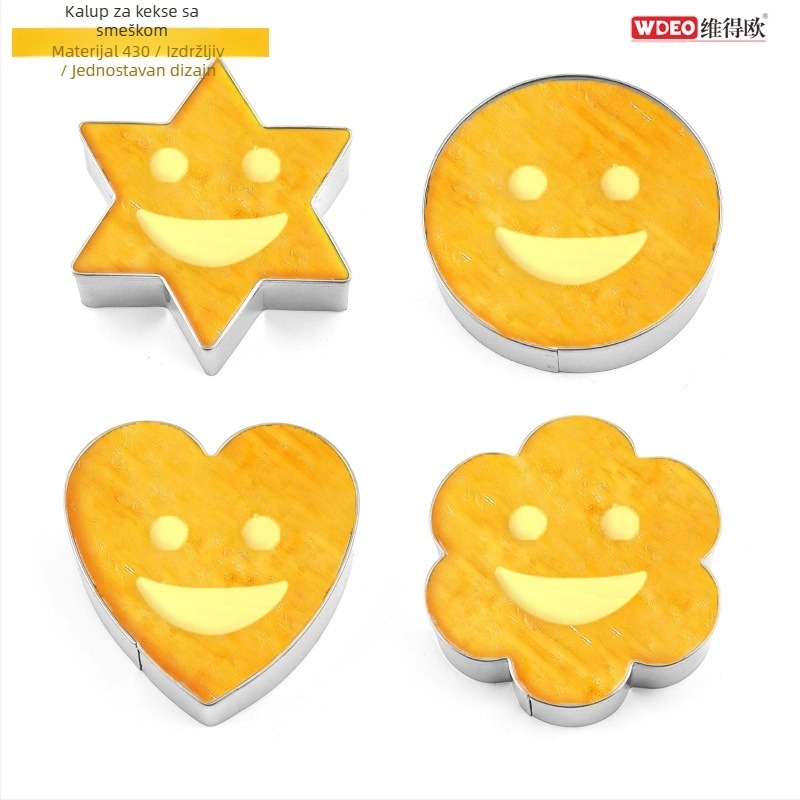 Nehrđajući čelični kalup za kekse sa smiješnim licem, nepravilnog oblika, serija Expression, za kekse, torte i mousse kružnice