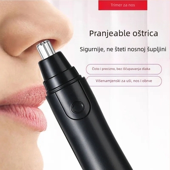 Električni trimr za nosne dlačice i obrve - kućište od ABS-a, napajanje baterijom, uklonjiva i periva oštrica, bez ugrađene baterije