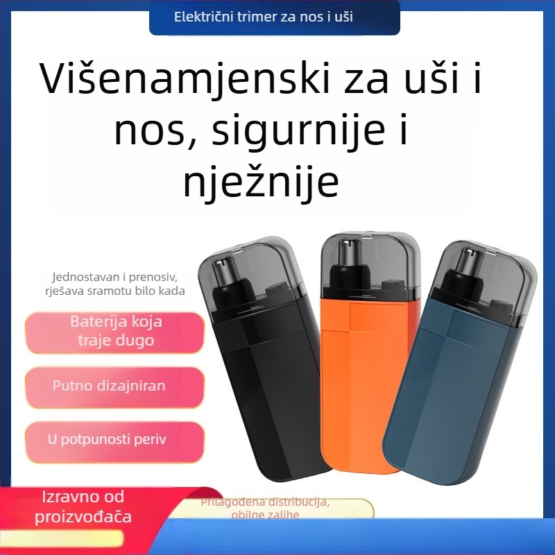 Električni trimer za nosne dlačice — punjivi, kućište od ABS-a, potpuno periv, ugrađena baterija 100–300 mAh, vijek baterije više od 7 dana