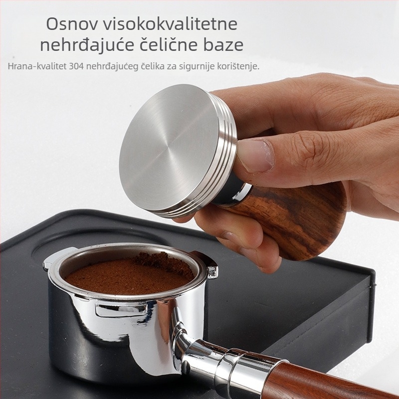 Huayi presa za prašak kave, orahovo drvo i nehrđajući čelik, moderni minimalistički stil; uključuje čekić za prašak; pogodno za bar, kafić i restoran