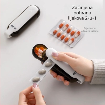Kutija za tablete u japanskom stilu, dvostruki dozirnik za lijekove s pretincima, ABS plast, kapacitet 1 L