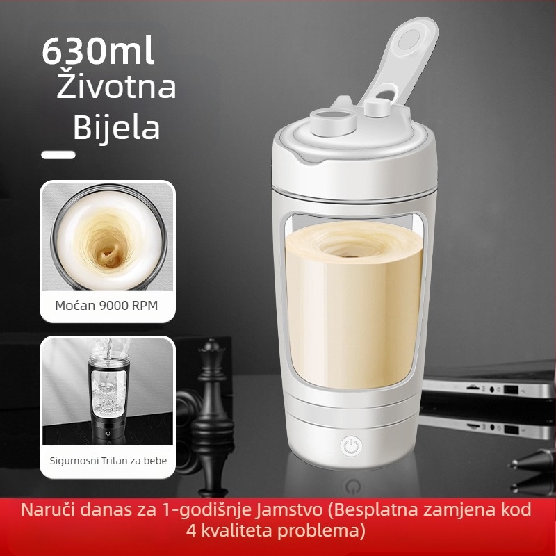 Električna šejker čaša od Tritana, automatsko miješanje, za proteinske shakeove, s graviranim logotipom