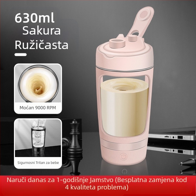 Električna šejker čaša od Tritana, automatsko miješanje, za proteinske shakeove, s graviranim logotipom
