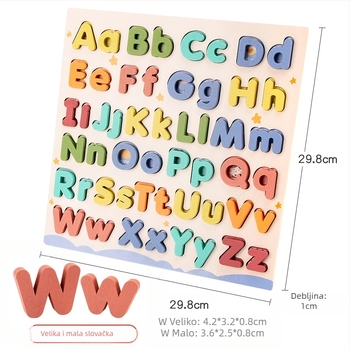 Drveni puzzle s 26 slova – abecedni puzzle za predškolce, uzrast 4-6 godina