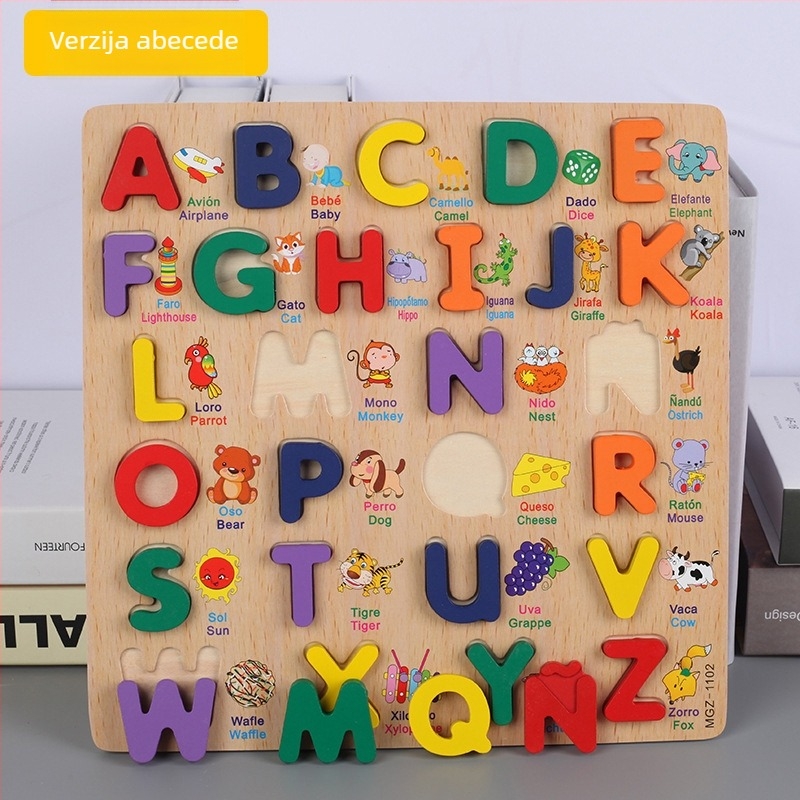 Drveni puzzle s 26 slova – abecedni puzzle za predškolce, uzrast 4-6 godina