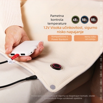 Električna deka HS05 s grafenskim grijanjem, USB napajanje, tri razine kontrole temperature, sintetičko vlakno