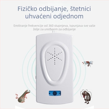 Ultrazvučni repelent za komarce i insekte - snažan, s dvostrukim zvučnicima i dvostrukom frekvencijom, s prekidačem, 360° pokrivenost, noćna svjetlost