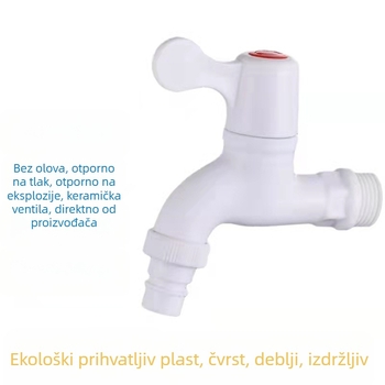 Kran za perilicu rublja, plastični, keramički jezgreni ventil, navojno spajanje, 0–90°C, 0–1.0 MPa