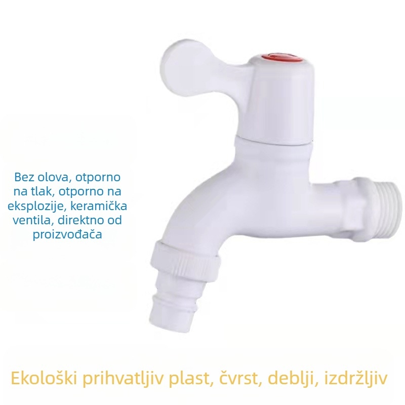 Kran za perilicu rublja, plastični, keramički jezgreni ventil, navojno spajanje, 0–90°C, 0–1.0 MPa