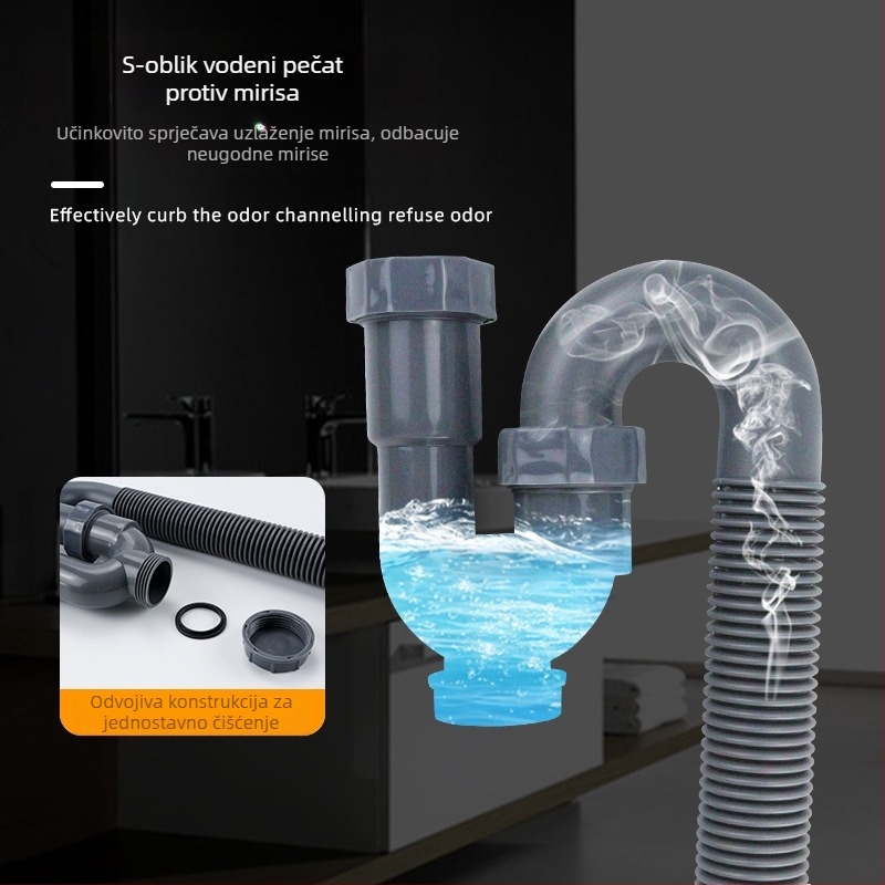 S-bend kanalizacijska cijev za uklanjanje mirisa | Model: S-bend deodorant sewer pipe; Materijal: PP; Oblik: S Bend; Značka: Ruiquan
