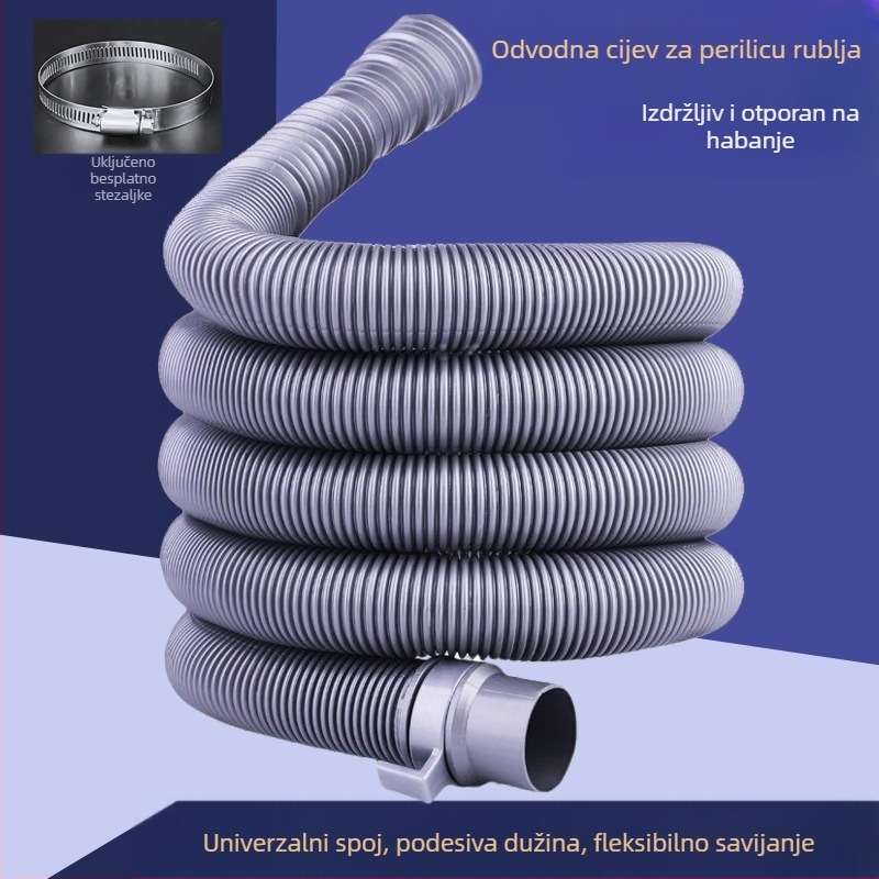 Odvodna cijev za perilicu rublja, dvostruka završetak, universalni višestruki priključak, plastična