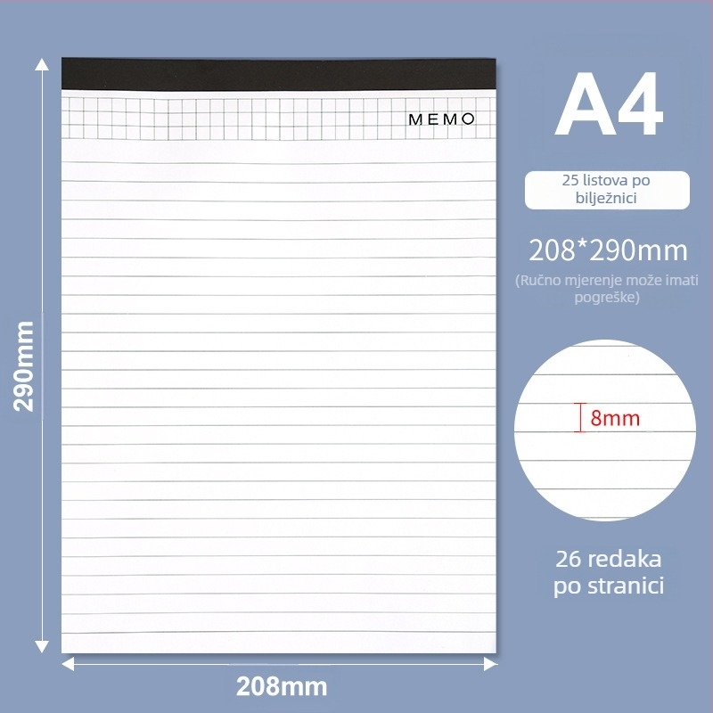 Bilježnica za zapisnike sastanaka s odlomljivim stranicama | Ljepljivo vezivanje | 25 stranica | Papir 80 g/m² | Pokrov: papir