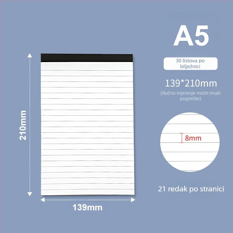 Bilježnica za zapisnike sastanaka s odlomljivim stranicama | Ljepljivo vezivanje | 25 stranica | Papir 80 g/m² | Pokrov: papir