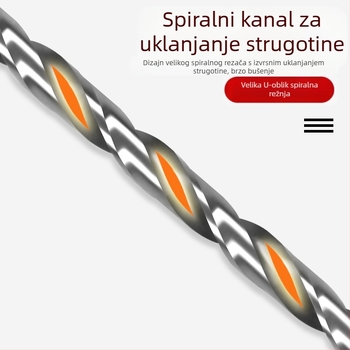 Longxing Ruiyu Set spiralnih bušilica za drvo, produženi, visoko brzinski čelik, ravni osovina