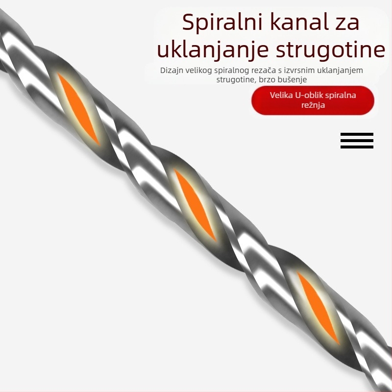 Longxing Ruiyu Set spiralnih bušilica za drvo, produženi, visoko brzinski čelik, ravni osovina