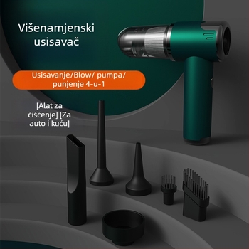 Bežični ručni usisivač za automobil i dom, ciklonska mlaznica, usis 2100–3000 Pa, snaga 75W, vrijeme rada 0–1 h, ugrađena baterija 1600–2000 mAh
