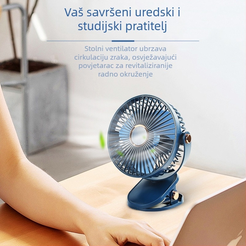 Novi 6-inčni stolni ventilator s klipsom, USB punjenjem, kompaktni dizajn za studentski dom