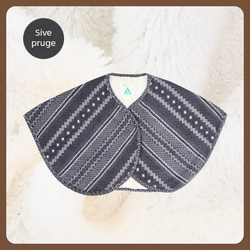 Unisex dvostrano velur topli šal-pončo s geometrijskim uzorkom, elegantan zimski dodatak