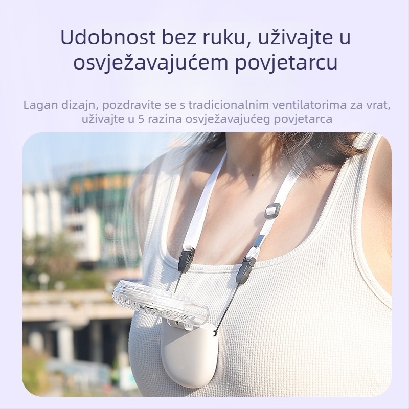 Prozirni sklopivi mini ventilator za vrat, USB punjiv, prenosni vanjski ventilator
