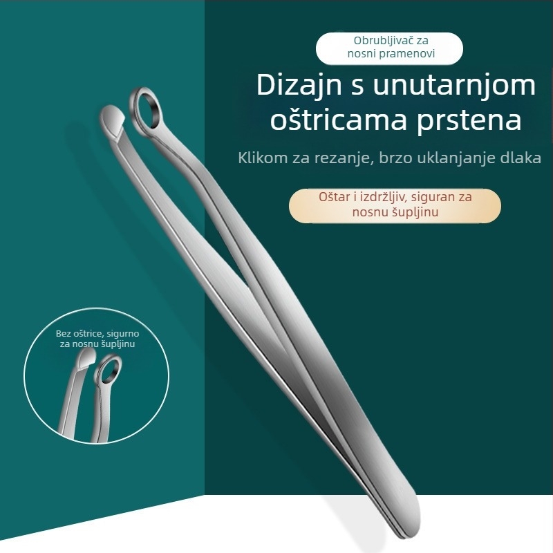 Nerđajući čelični trimer za nosne dlačice, okrugla glava, ručni pritisni mehanizam