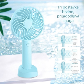 Ručni USB ventilator N15, 4 lopatice, brushless motor, 3 brzine, ugrađena baterija 1000–1200mAh, držač za telefon