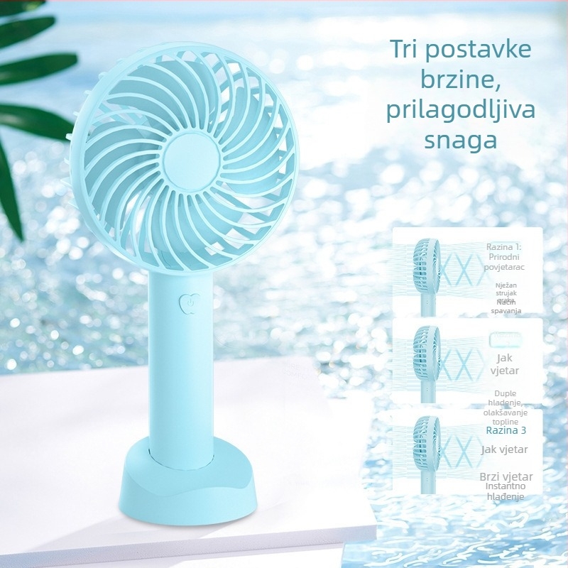 Ručni USB ventilator N15, 4 lopatice, brushless motor, 3 brzine, ugrađena baterija 1000–1200mAh, držač za telefon