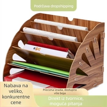 Držač za dokumente s šupljim sektorom oblika, 5-spratni, stolni prostor od ploče gustoće, s tiskanim logom