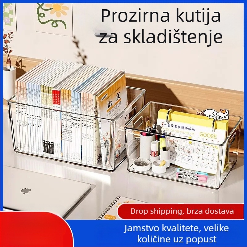 Stolna kutija za pohranu, prozirna plastika, kapacitet 3 L, višeslojna, otporna na prašinu, za kozmetiku i sitne predmete