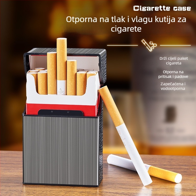 Metalna kutija za cigarete – FOGSON, moderni minimalistički stil, otisnuti logo, 300 komada po setu