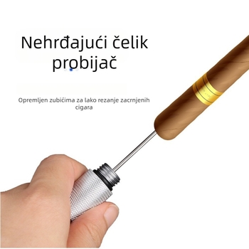 Alat za probijanje cigare s nazubljenom iglom – aluminijska legura, prilagodljivo, minimalistički dizajn