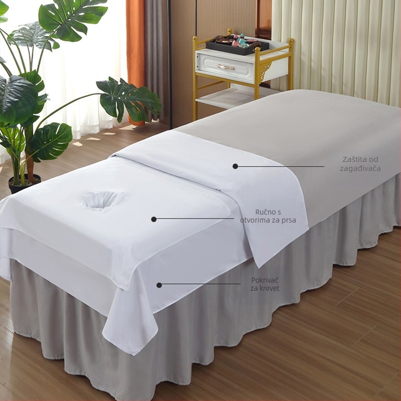 Pokrivač za beauty salon s otvorima, twill tkanina, kemijska vlakna, jednobojna, reaktivno bojanje, mogućnost prilagodbe, podrška za jedan komad