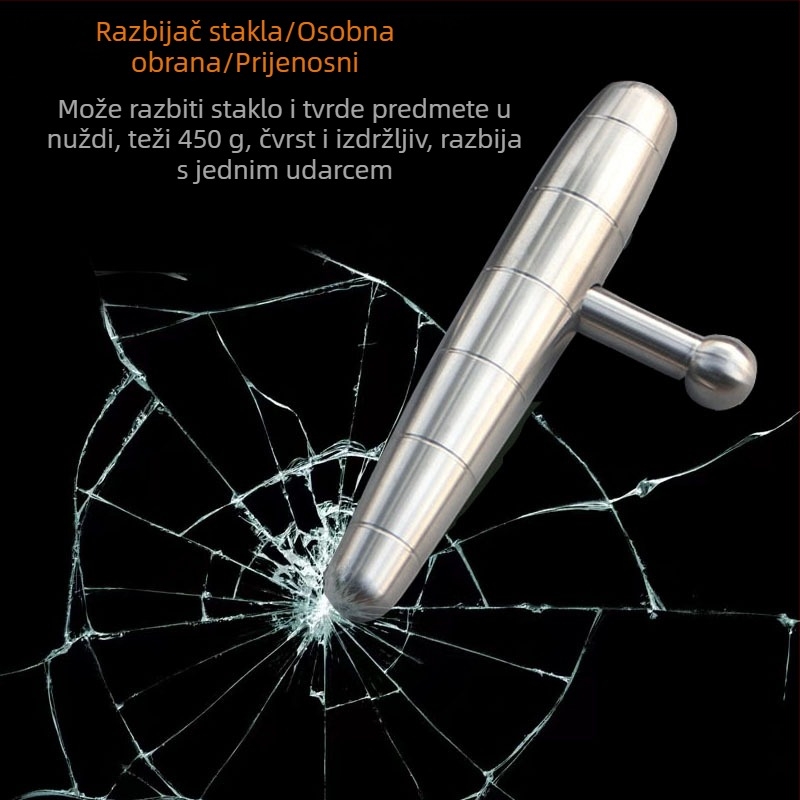 304 nehrđajući čelik, T-oblik taktički štap EDC, ciljanje na tlaktočke za samostalnu obranu i razbijanje stakla automobila