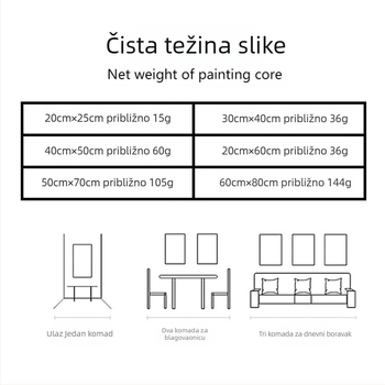 Tro-panelna platnena slika bez okvira – platno na uljnoj osnovi, moderni minimalistički dekor za dnevni boravak, spavaću sobu i ured