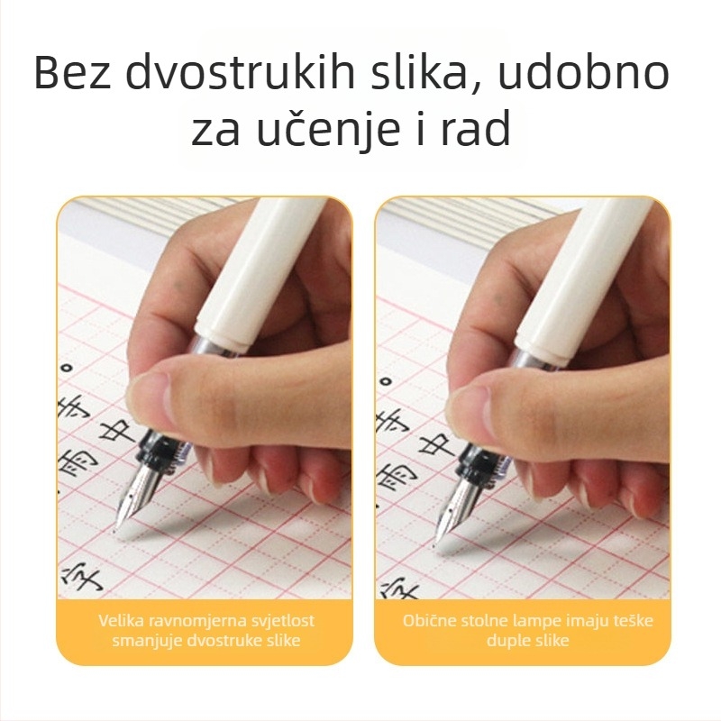 Klip LED stolna lampa sa zaštitom očiju, USB punjiva, ugrađena baterija, dodirno upravljanje, moderan minimalistički dizajn.