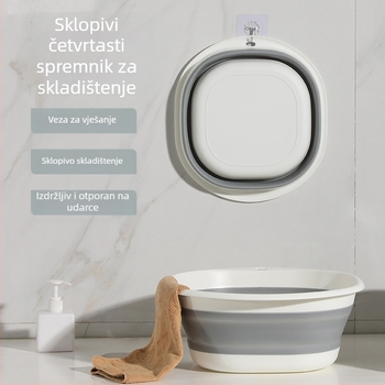 Sklopiva četverokutna plastična umivaonica, prijenosna za putovanja, za kupanje beba i pranje rublja