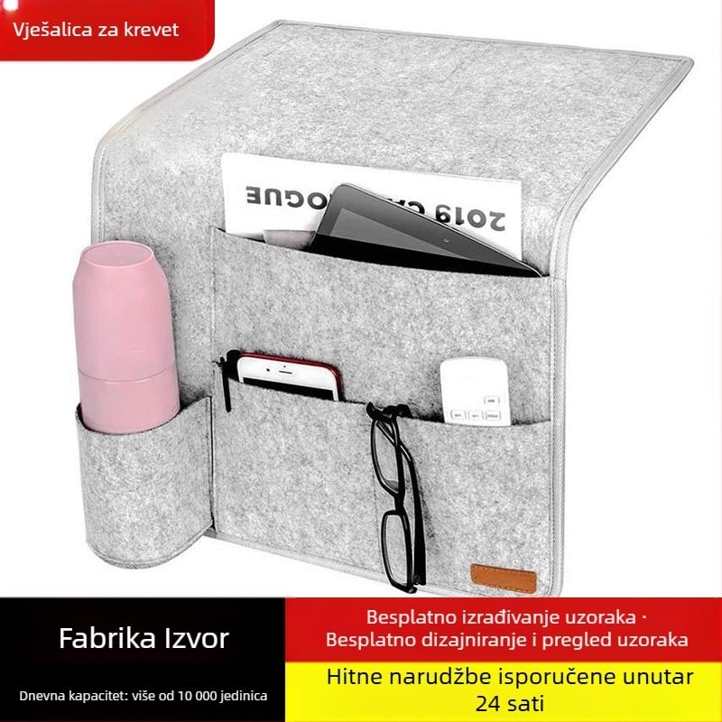 Torba za odlaganje uz noćni ormarić - jednostavan modern dizajn, netkani materijal, zidni nosač, višenamjenska za CD-e, časopise, kancelarijske potrebe, knjige