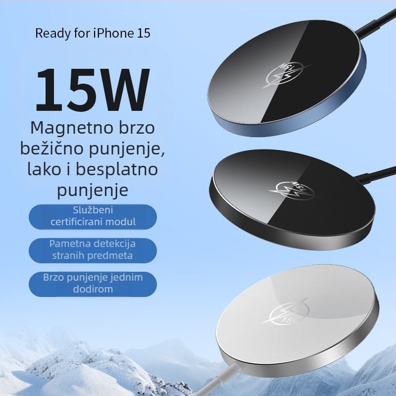 Curry Nari magnetski bežični punjač za iPhone – 15W MagSafe, PD brzo punjenje, ukupna snaga 18W